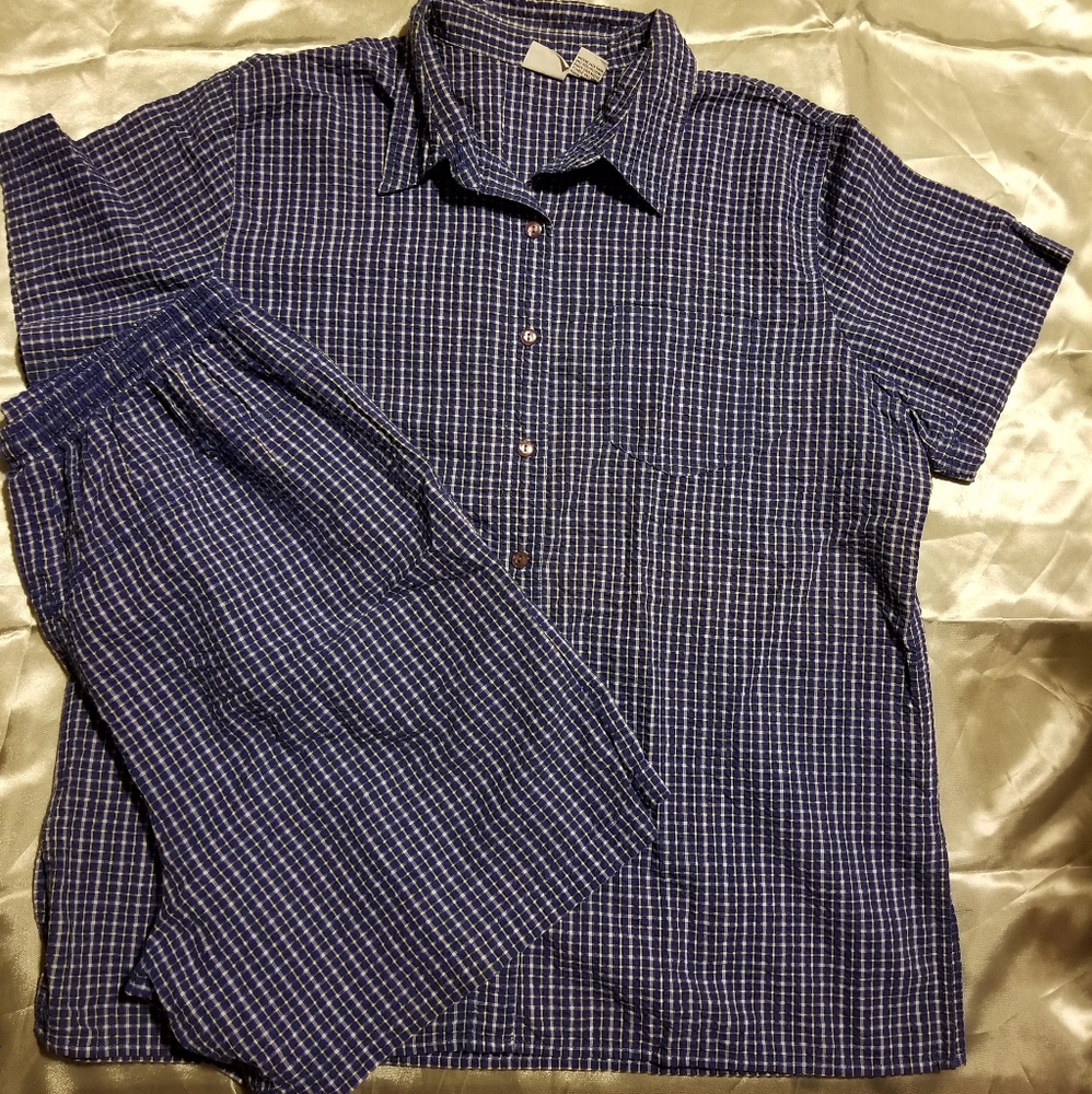 2PC Seersucker Plaid Short Set